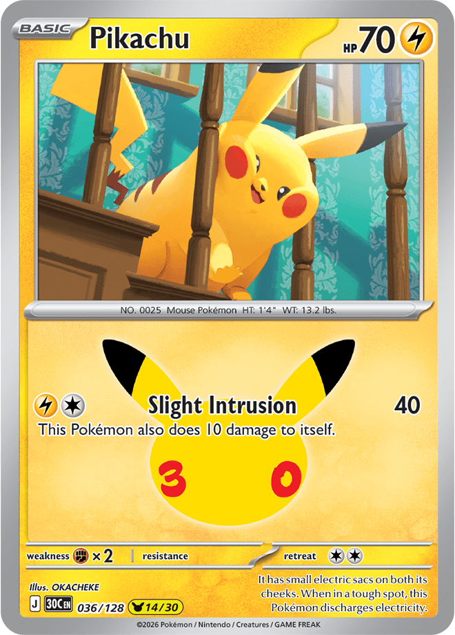 Pokémon TCG: 30th Celebration — Pikachu 36/128
