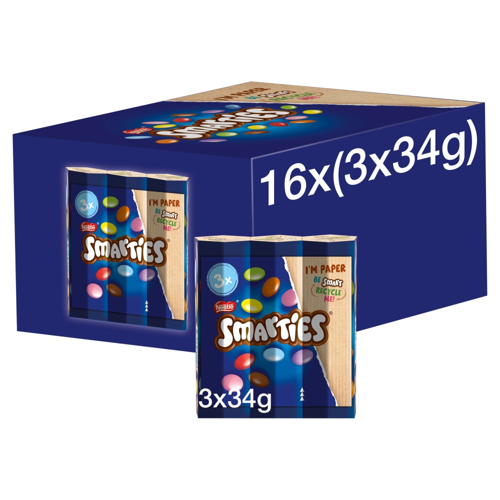 Smarties Milk Chocolate Tube Multipack 3 Pack 102g