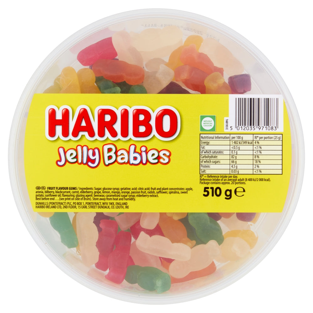 Haribo Jelly Babies tub contents