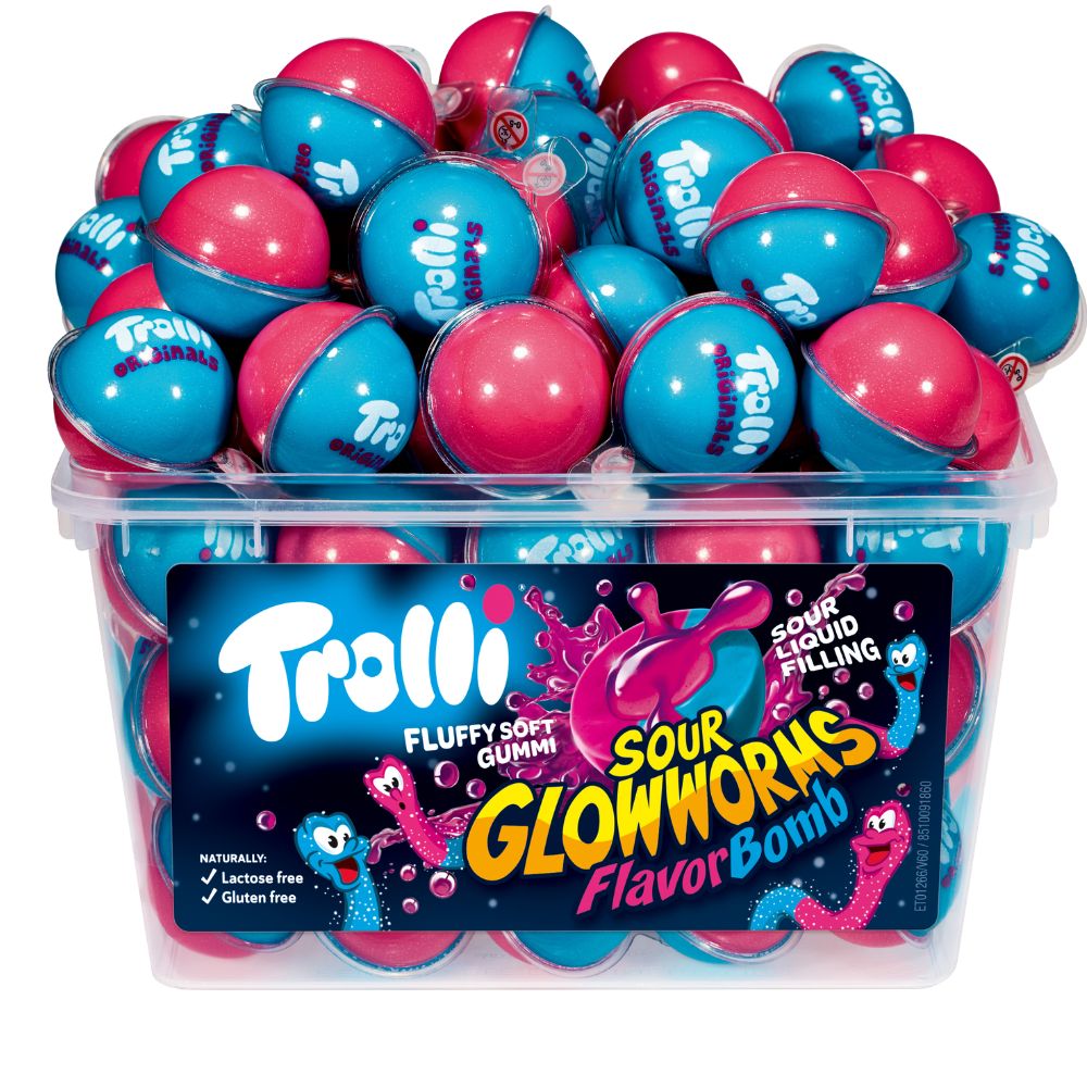 Trolli Flavorbomb Sour Glowworms Tub 60 Pieces