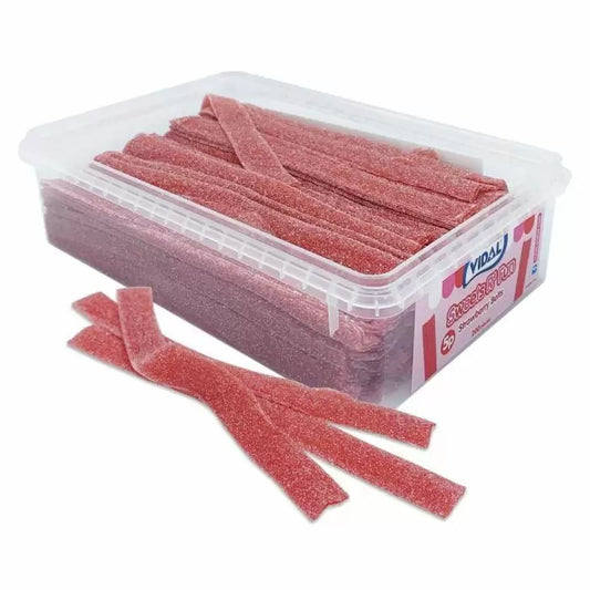 Vidal Fizzy Strawberry Belts 5p Tub 1.3KG