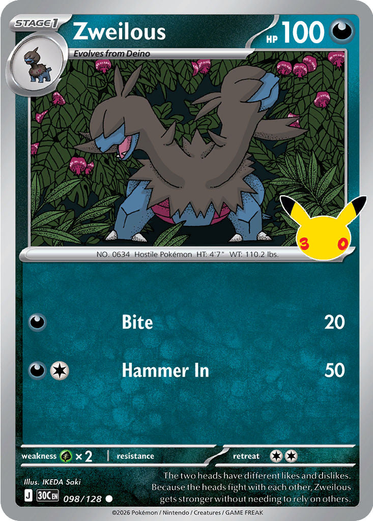 Pokémon TCG: 30th Celebration — Zweilous 98/128