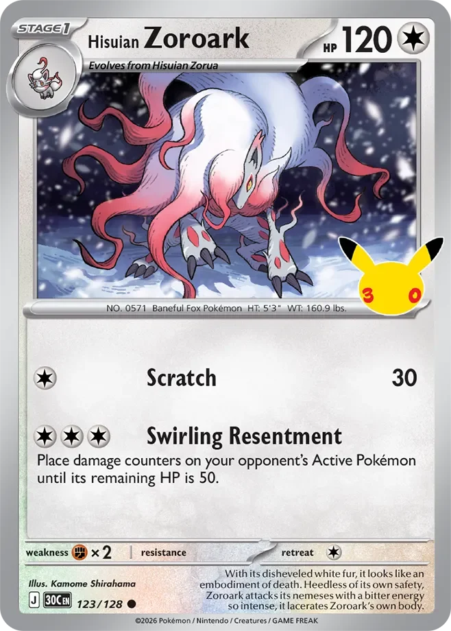 Pokémon TCG: 30th Celebration — Hisuian Zoroark 123/128