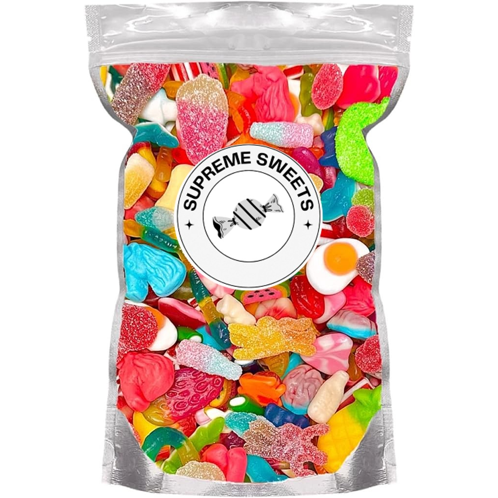 Supreme - 750g Vegan Mixed Pick & Mix Sweets- Retro Candy Sweeties Assortment, Gummy Jelly Fizzy Gift Chewy Pick n Mix