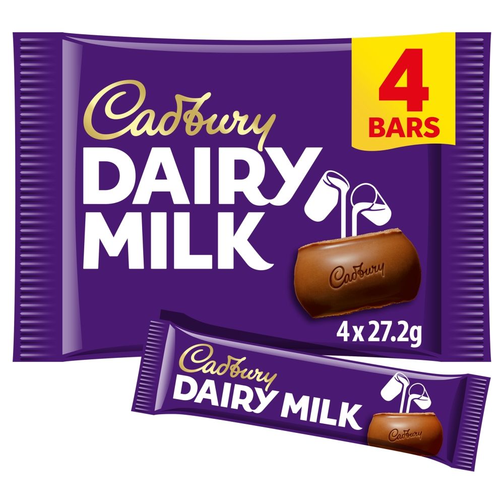 Cadbury Dairy Milk Chocolate Bar 4 Pack 108.8g