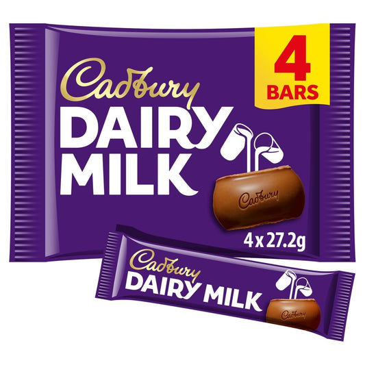 Cadbury Dairy Milk Chocolate Bar 4 Pack 108.8g