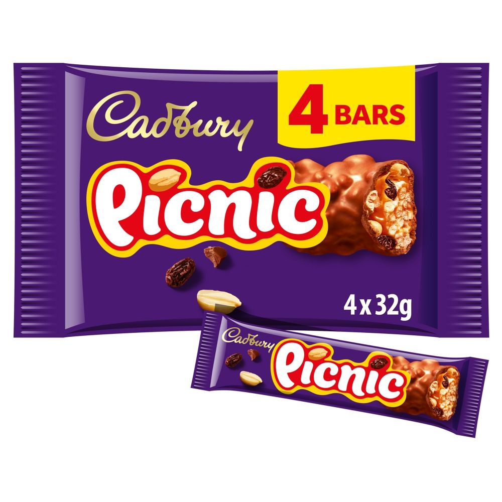 Cadbury Picnic Chocolate Bar 4 Pack 128g