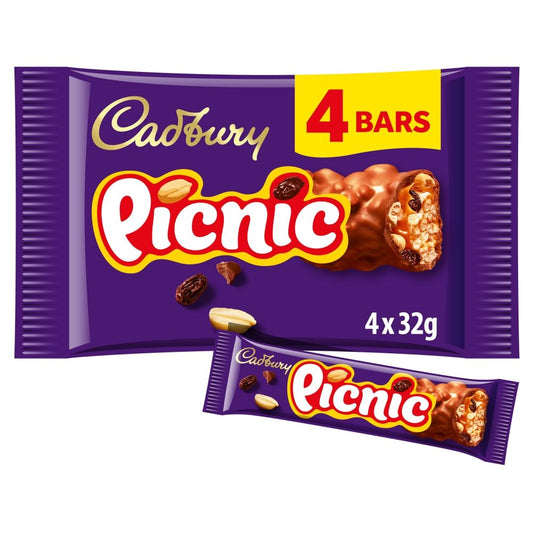 Cadbury Picnic Chocolate Bar 4 Pack 128g