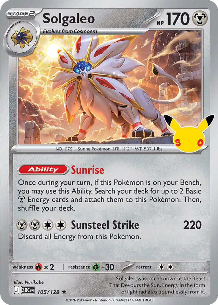 Pokémon TCG: 30th Celebration — Solgaleo 105/128
