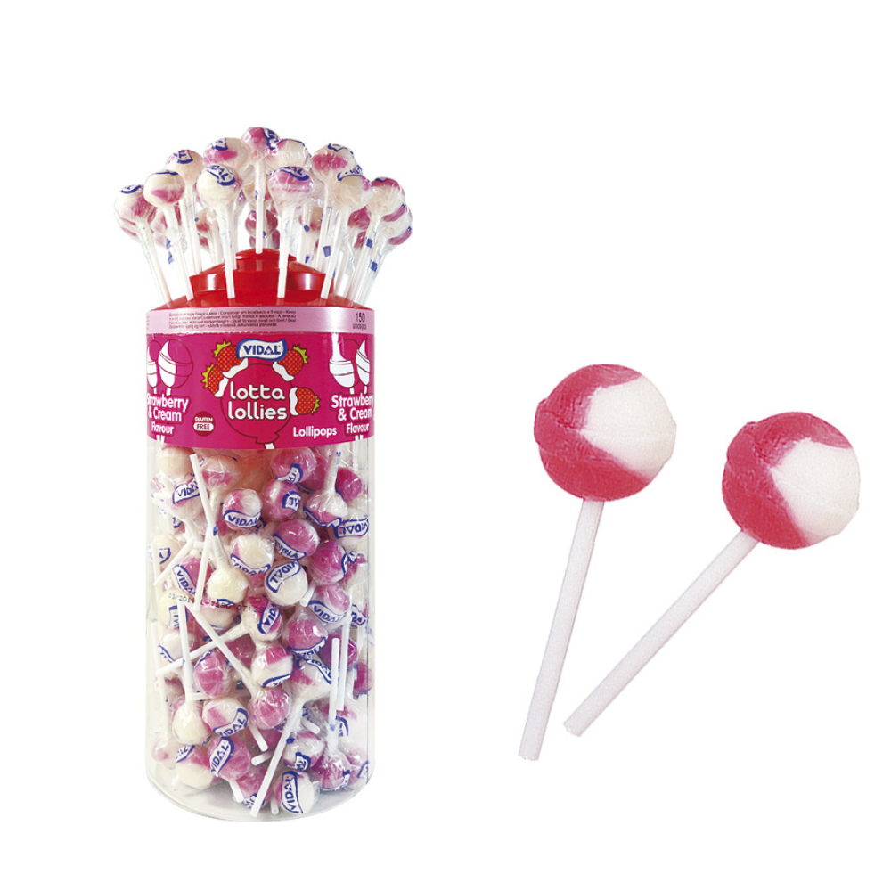 Vidal Lotta Lollies Strawberry & Cream tub
