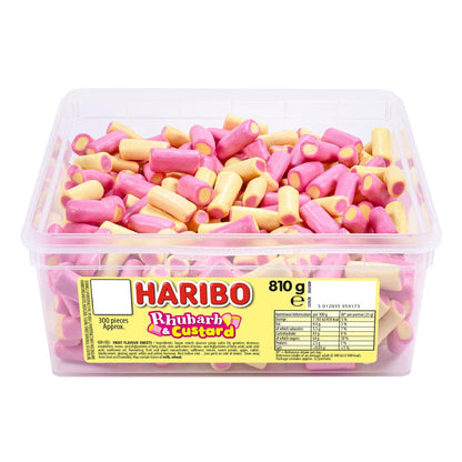Haribo Rhubarb & Custard sweets close up