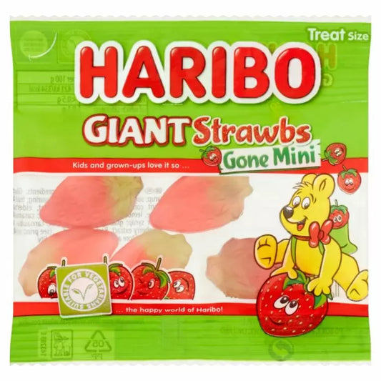 Haribo Giant Strawbs Gone Mini Bags 16g