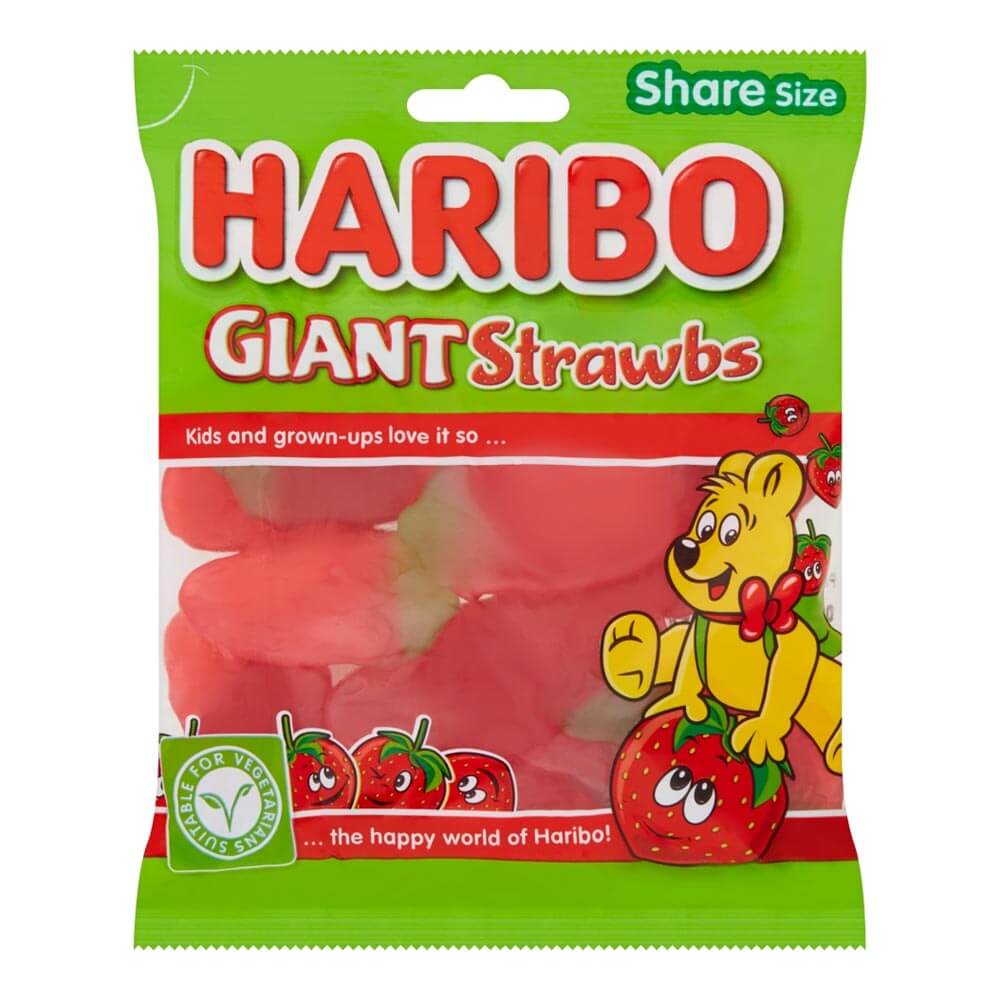 Haribo Giant Strawbs Share Bags 160g case of 12