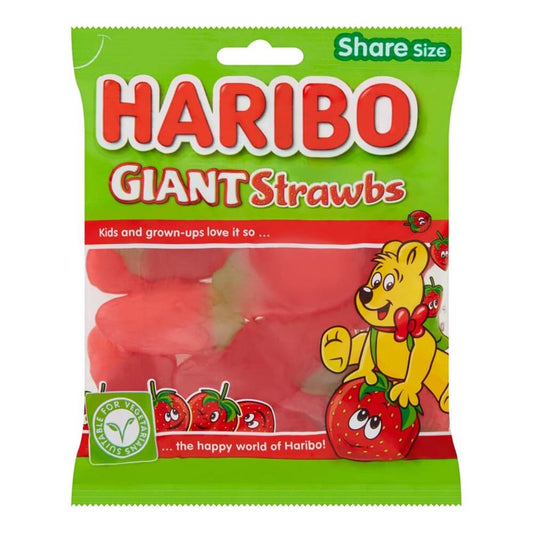 Haribo Giant Strawbs Share Bags 160g case of 12