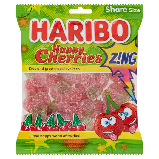Haribo Happy Cherries Z!ng Share Bags 160g case of 12
