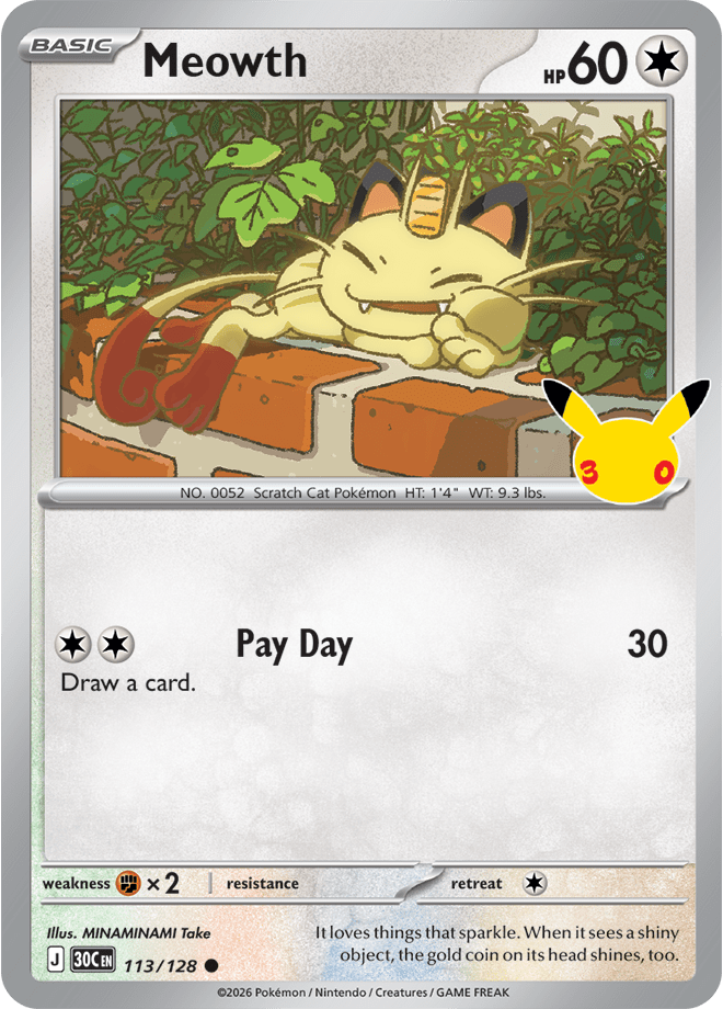 Pokémon TCG: 30th Celebration — Meowth 113/128