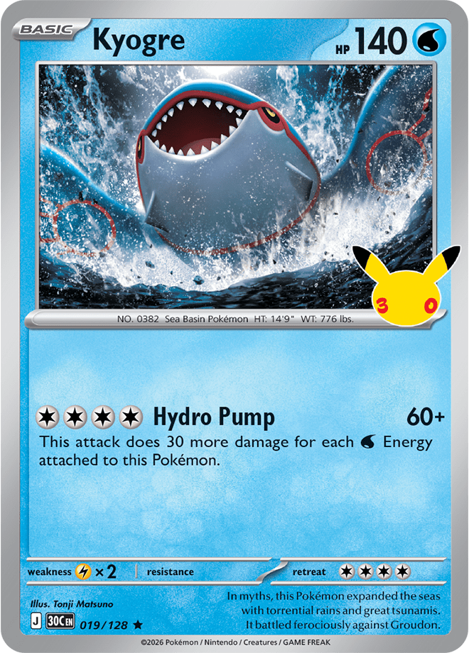 Pokémon TCG: 30th Celebration — Kyogre 19/128