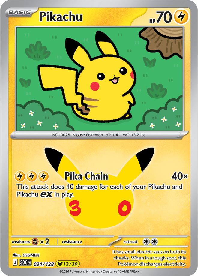 Pokémon TCG: 30th Celebration — Pikachu 34/128