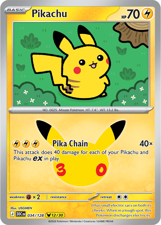 Pokémon TCG: 30th Celebration — Pikachu 34/128