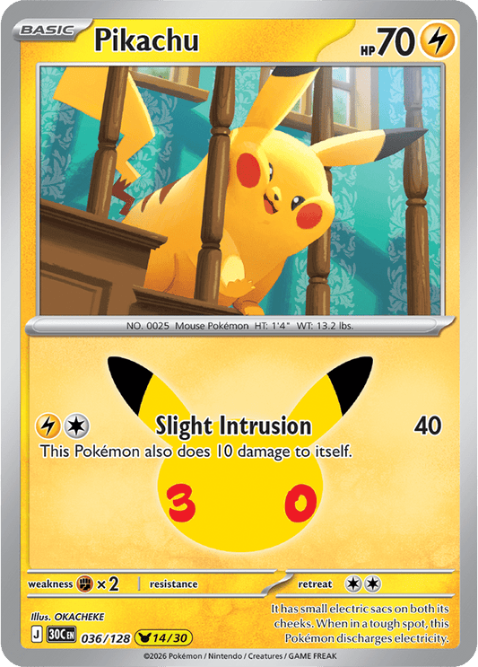 Pokémon TCG: 30th Celebration — Pikachu 36/128