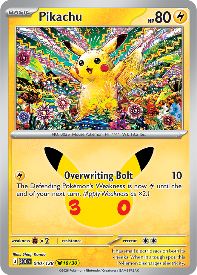 Pokémon TCG: 30th Celebration — Pikachu 40/128