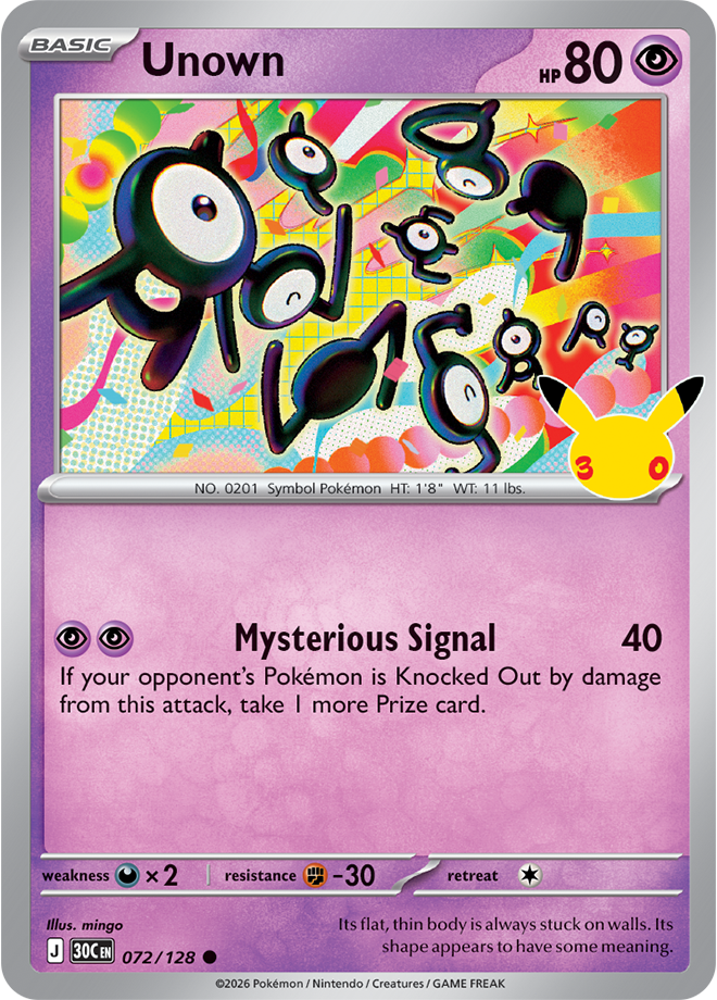 Pokémon TCG: 30th Celebration — Unown 72/128