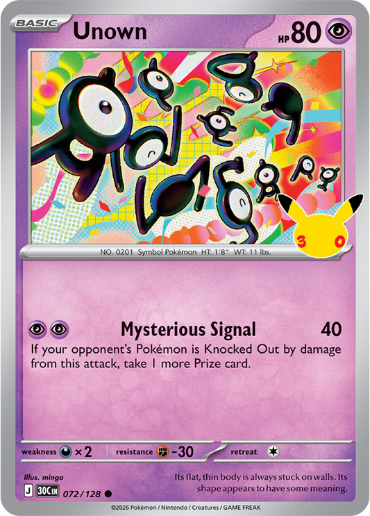 Pokémon TCG: 30th Celebration — Unown 72/128