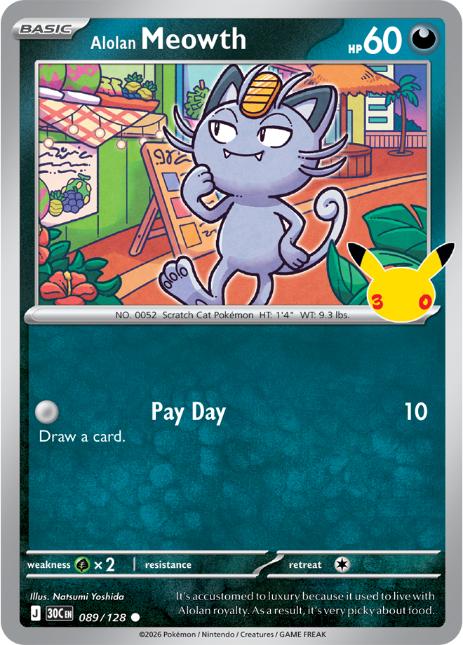 Pokémon TCG: 30th Celebration — Alolan Meowth 89/128