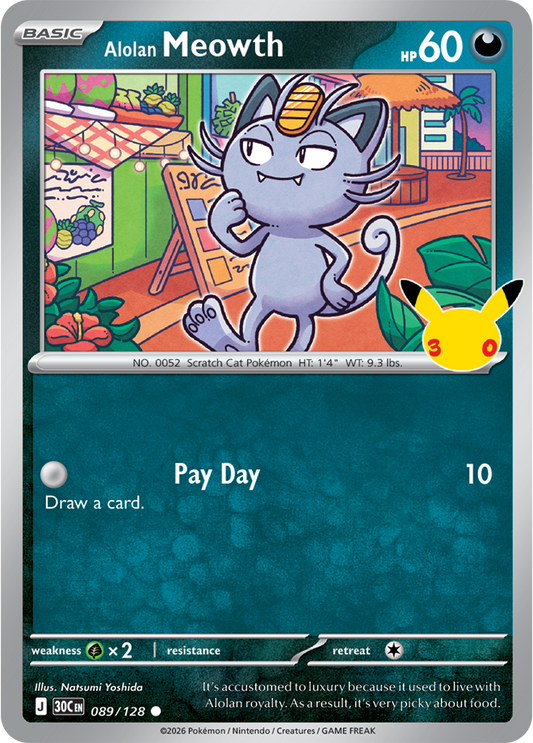 Pokémon TCG: 30th Celebration — Alolan Meowth 89/128