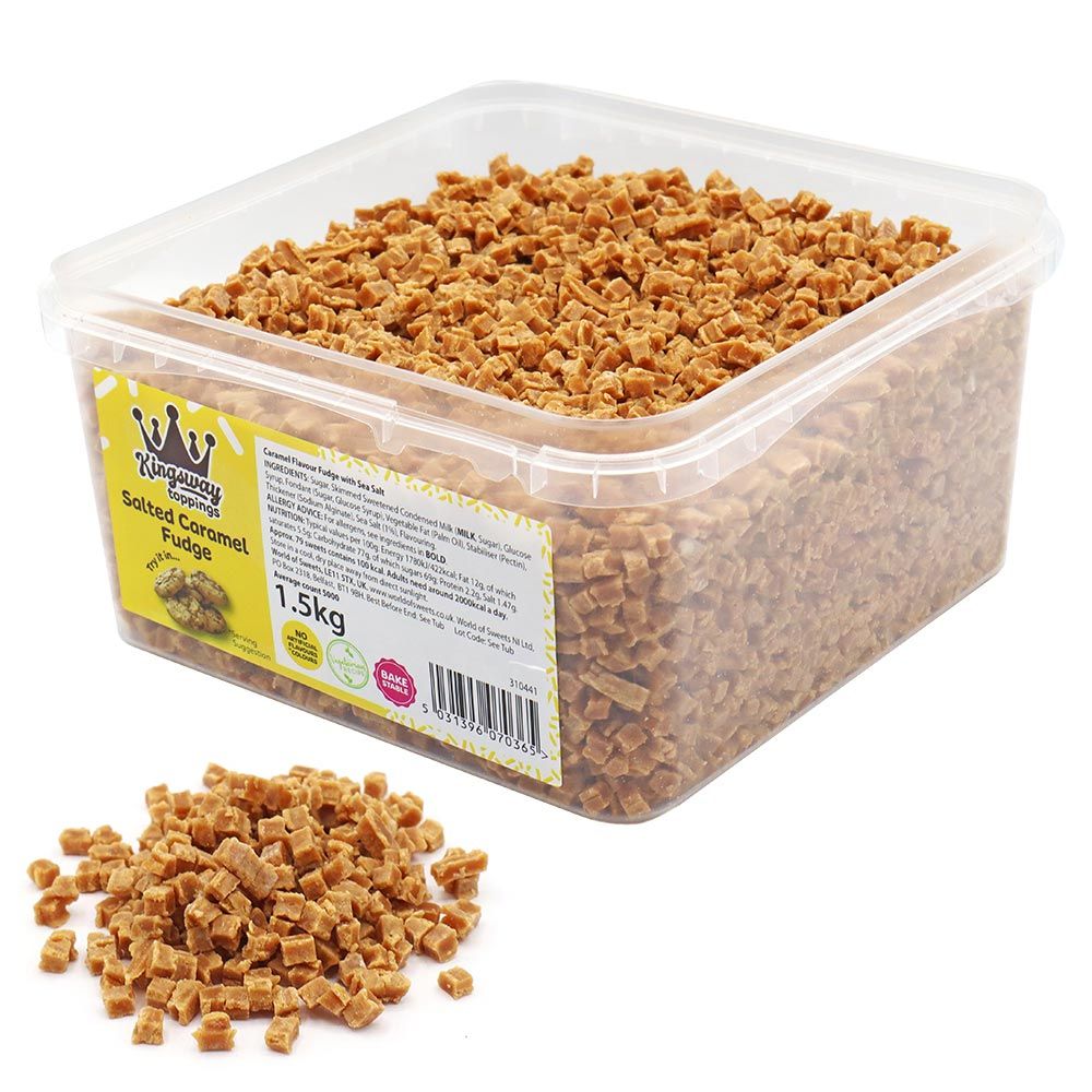 Kingsway Toppings Salted Caramel Fudge Pieces Tub 1.5kg