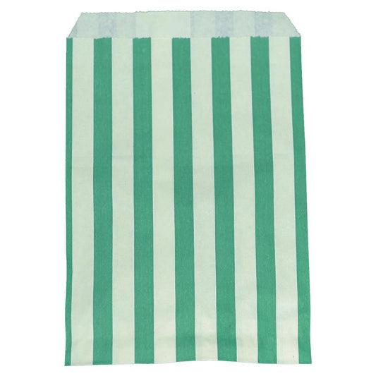 Green & White Candy Striped Paper Bags