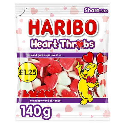 Haribo Heart Throbs Share Bags 140g case of 12