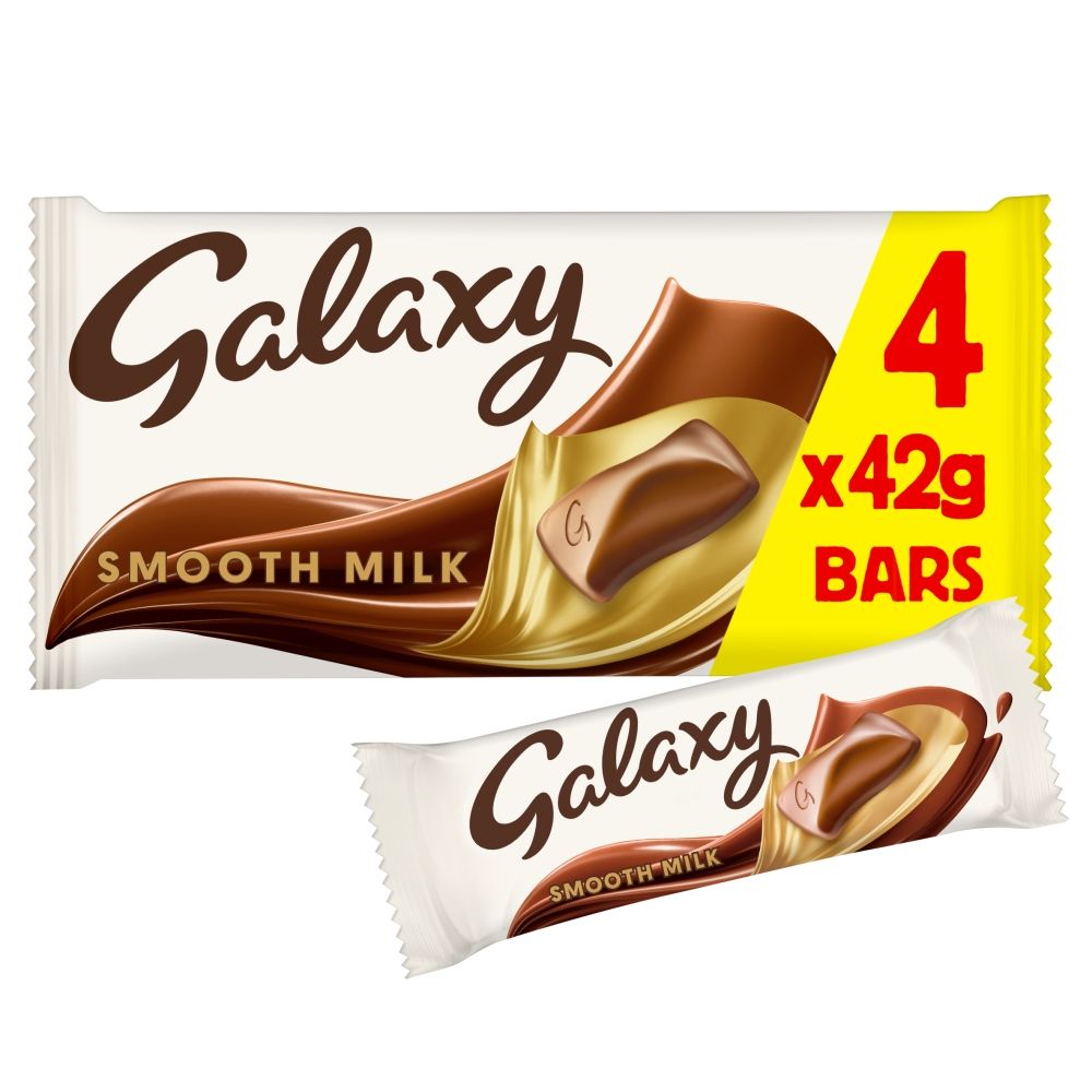 Galaxy Smooth Milk Chocolate Snack Bars Multipack Vegetarian 4x42g