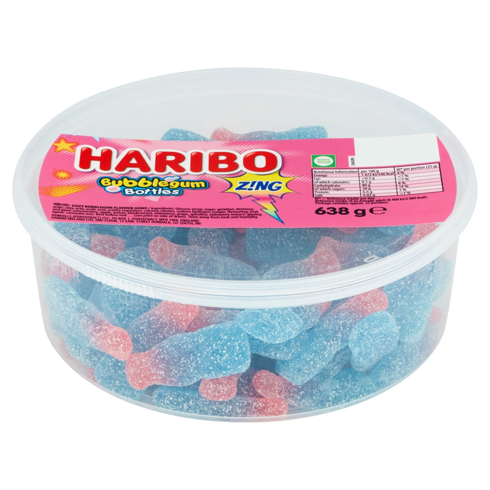 Haribo Bubblegum Bottles Z!ng Tub 638g