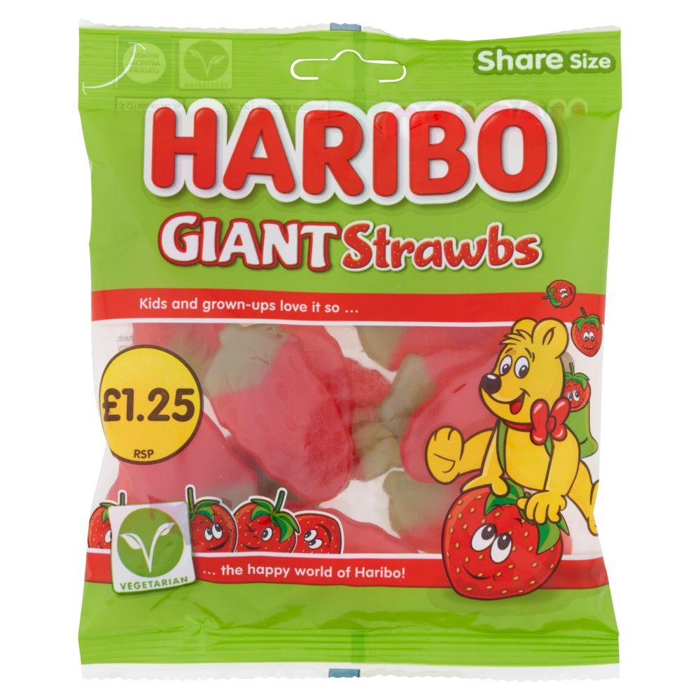 Haribo Giant Strawbs Share Bags 140g case of 12
