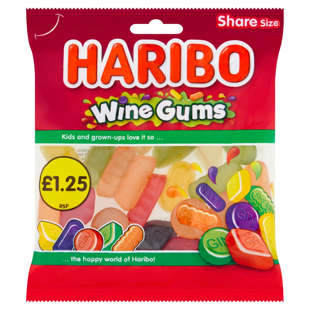 Haribo Wine Gums Share Bags 140g case of 12