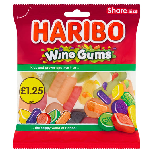 Haribo Wine Gums Share Bags 140g case of 12