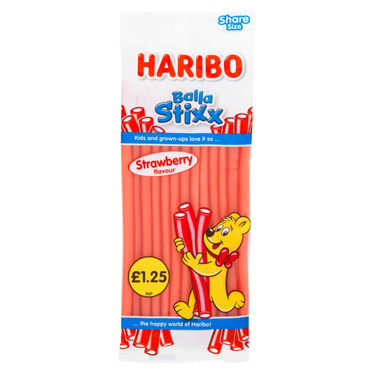 Haribo Balla Stixx Strawberry Share Bags 140g case of 12