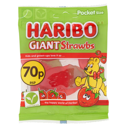 Haribo Giant Strawbs Bags 60g case of 20