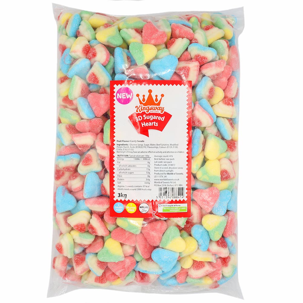 Kingsway 3D Sugared Hearts sweets