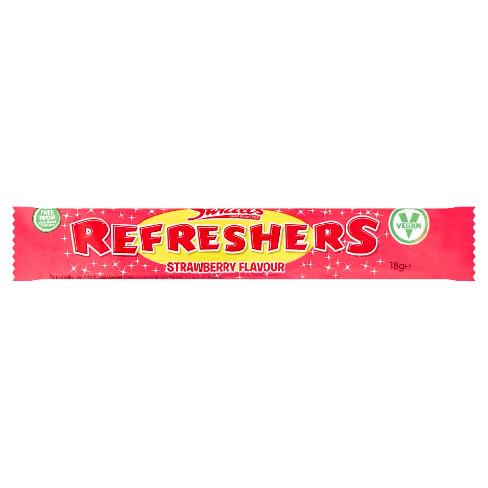 Swizzels Refreshers Strawberry Flavour Chew Bar 18g — Case of 60