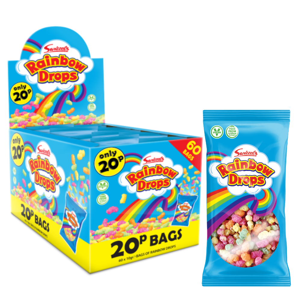 Swizzels Rainbow Drops Bag 10g — Case of 60