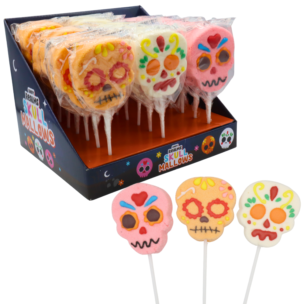 Candy Realms Skull Mallows Lollipops 35g