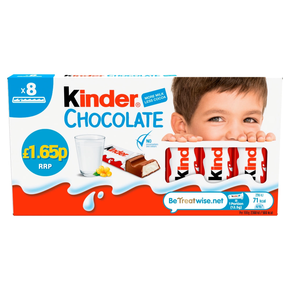 Kinder Small Milk Chocolate Bars Multipack 8 x 12.5g PMP