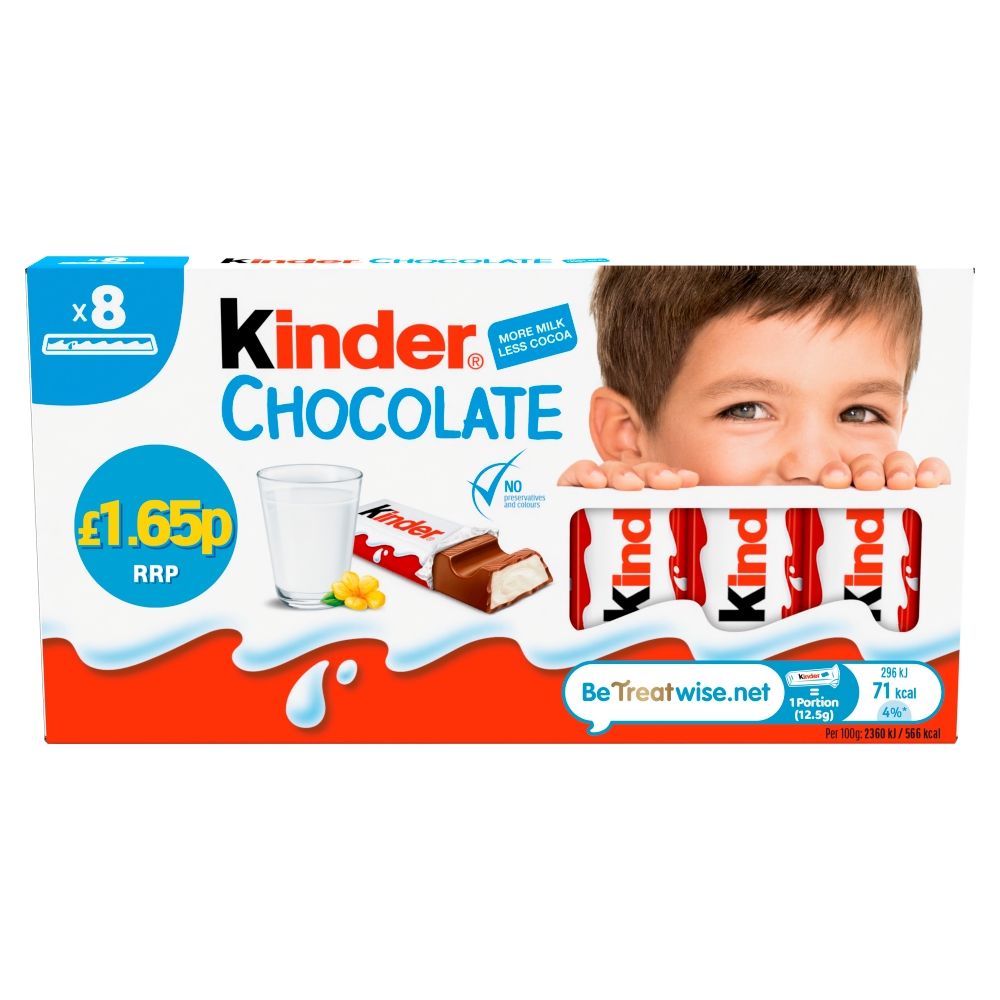 Kinder Small Milk Chocolate Bars Multipack 8 x 12.5g