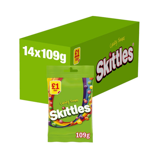 Skittles Vegan Crazy Sour Sweets Fruit Flavour Treat Bag 109g