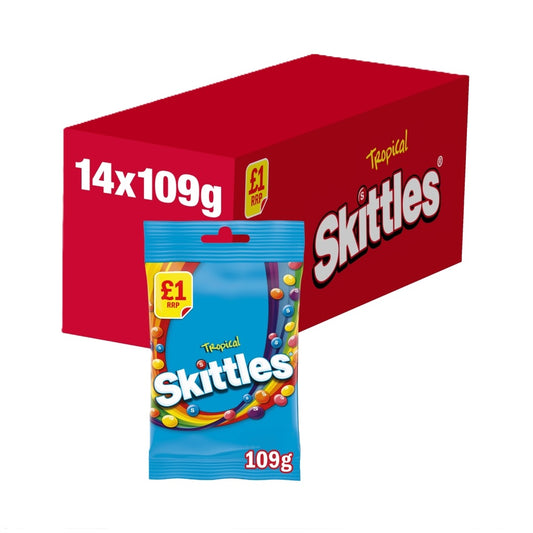 Skittles Vegan Chewy Sweets Tropical Flavoured Treat Bag 109g