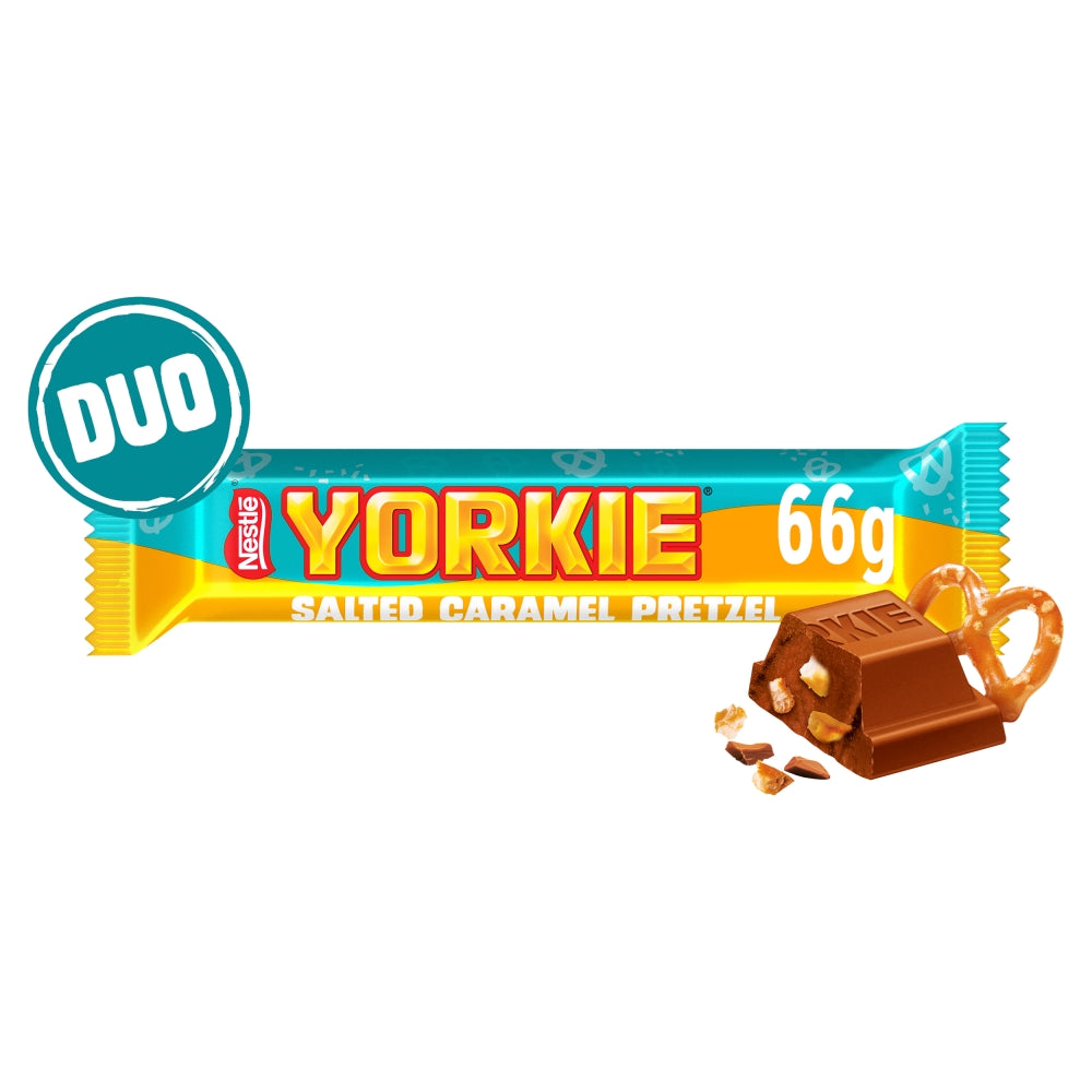 Yorkie Salted Caramel Pretzel Milk Chocolate Duo Bar 66g