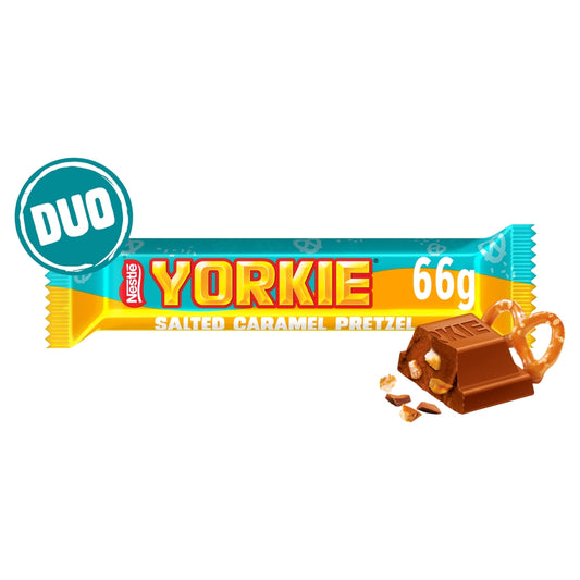 Yorkie Salted Caramel Pretzel Milk Chocolate Duo Bar 66g