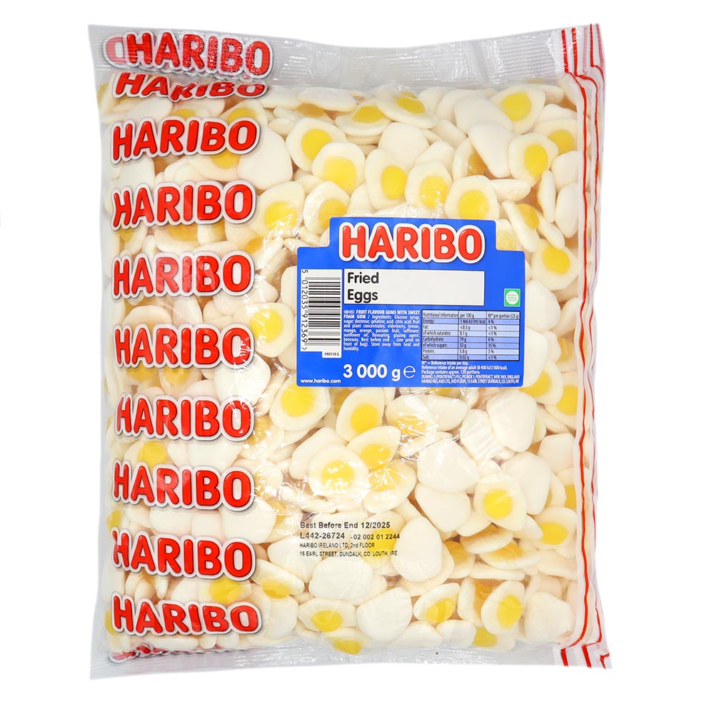 Haribo Fried Eggs sweets close up